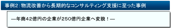 事例２：物流改善から長期的なコンサルティング支援に至った事例